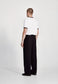 WIDE LEG PLEATED TROUSER, BLACK