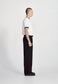 WIDE LEG PLEATED TROUSER, BLACK