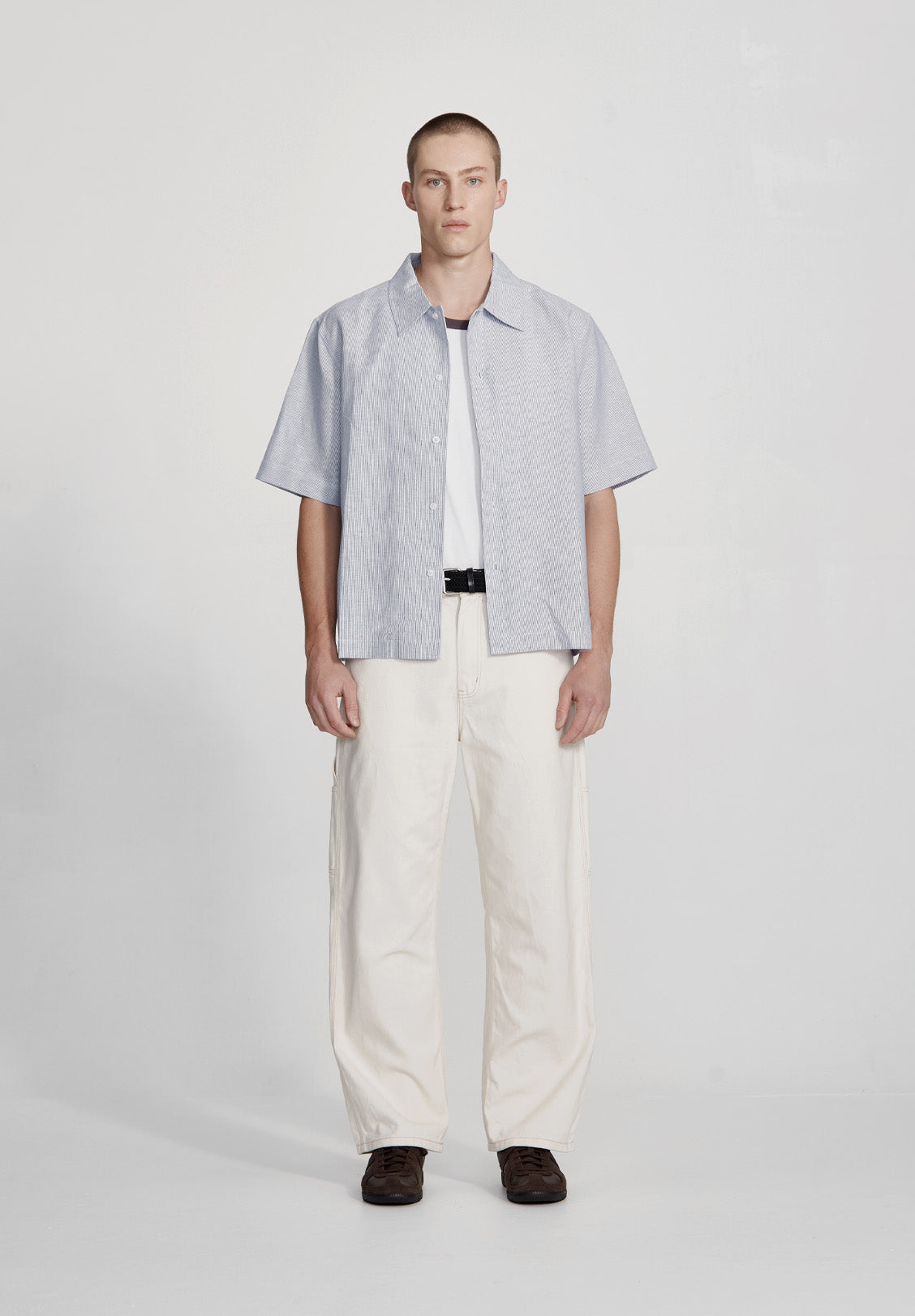 MENS BOX FIT SHIRT, BLUE STRIPE