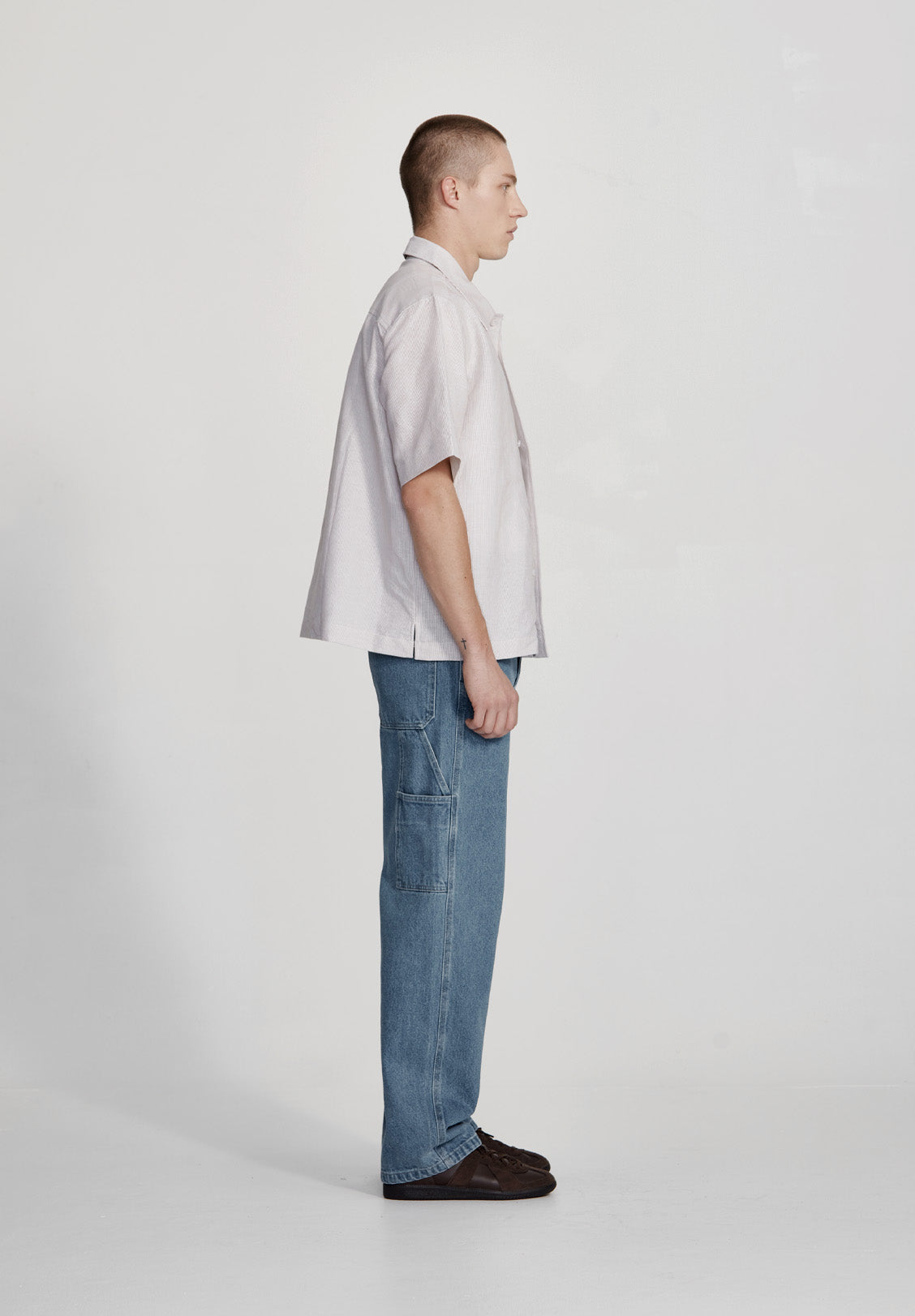 MENS BOX FIT SHIRT, TOBACCO STRIPE