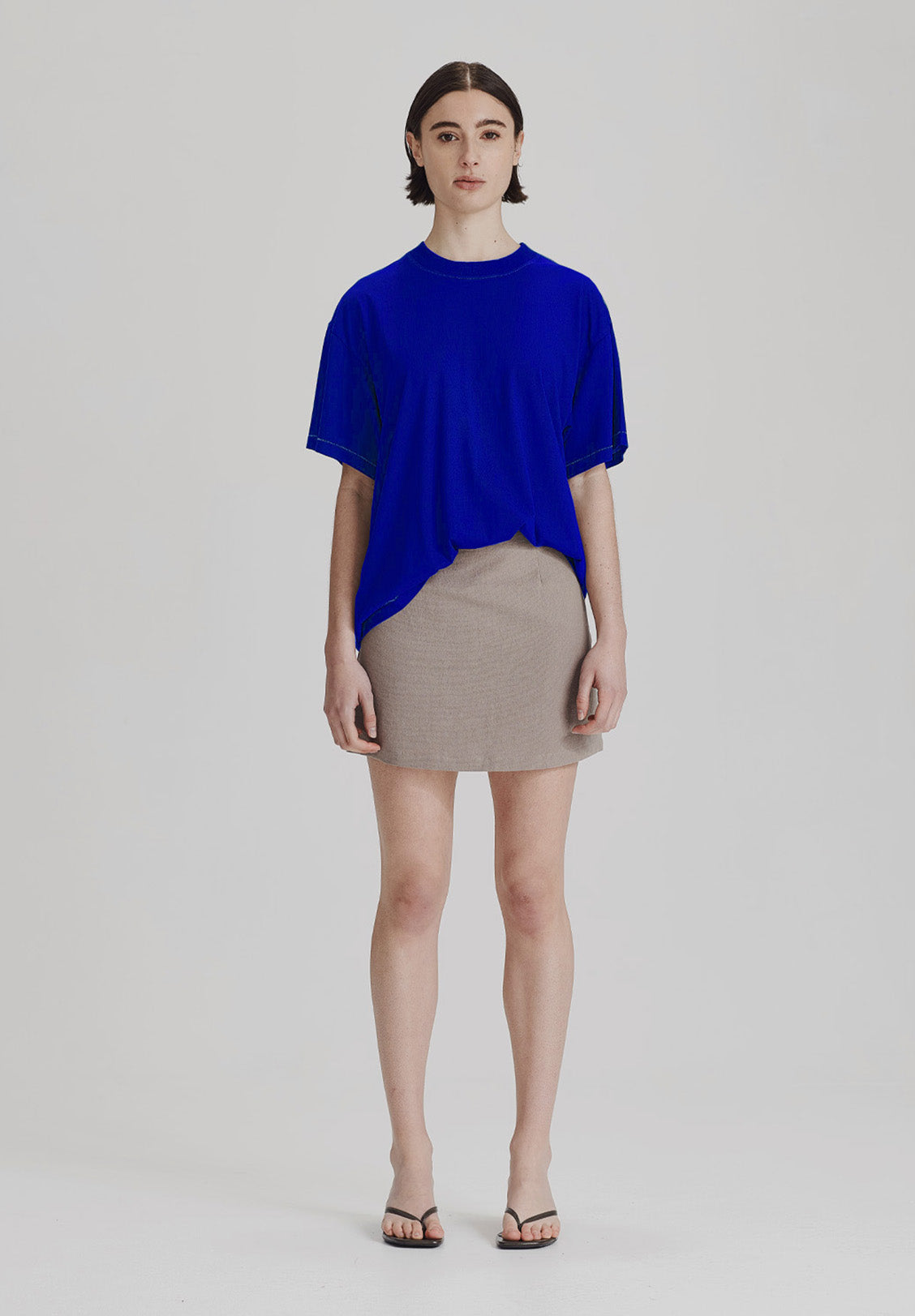 WOMENS BOY TEE, COBALT W WHITE STITCH