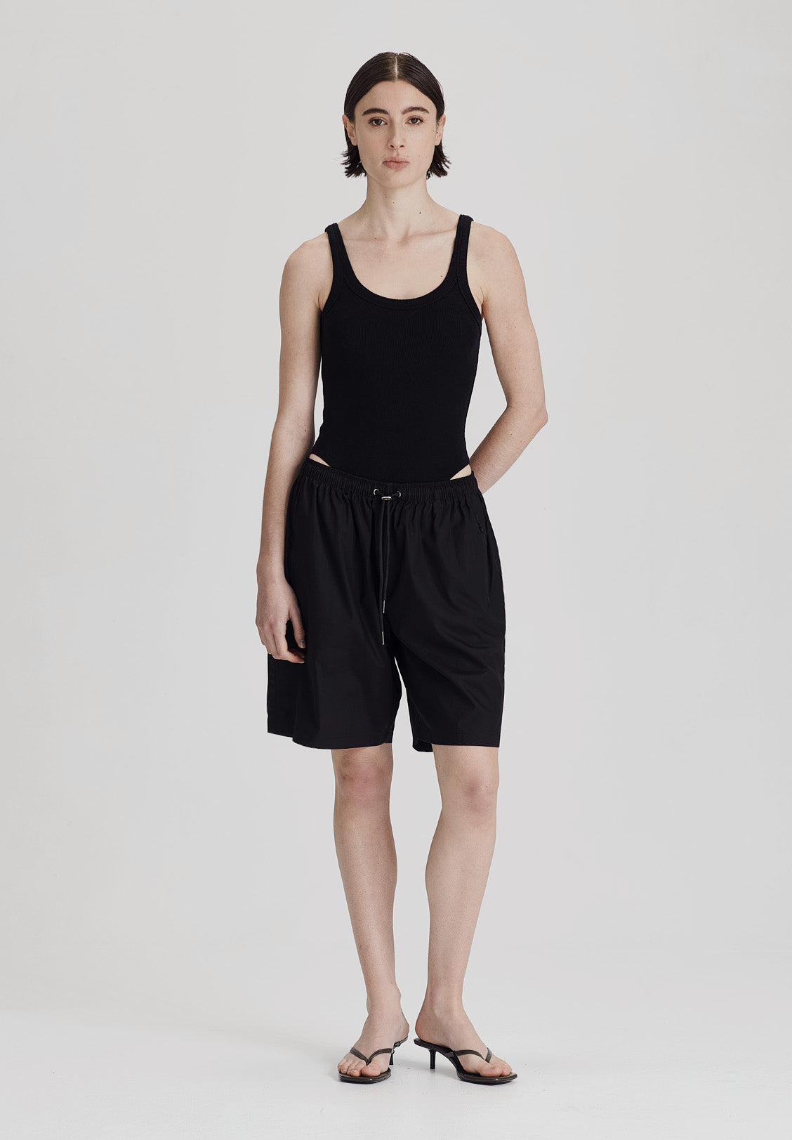 POPLIN FESTIVAL SHORT, BLACK