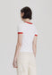 WOMENS RINGER TEE, WHITE WITH RED
