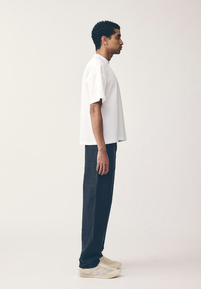 LINEN/COTTON WORK PANT, BLACK