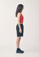 FINE RIB RACER BACK, RED WITH COCOA STRIPE