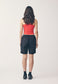 FINE RIB RACER BACK, RED WITH COCOA STRIPE