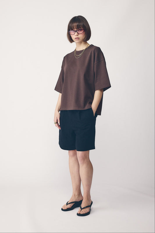 Womens Linen Pleat Short, Black