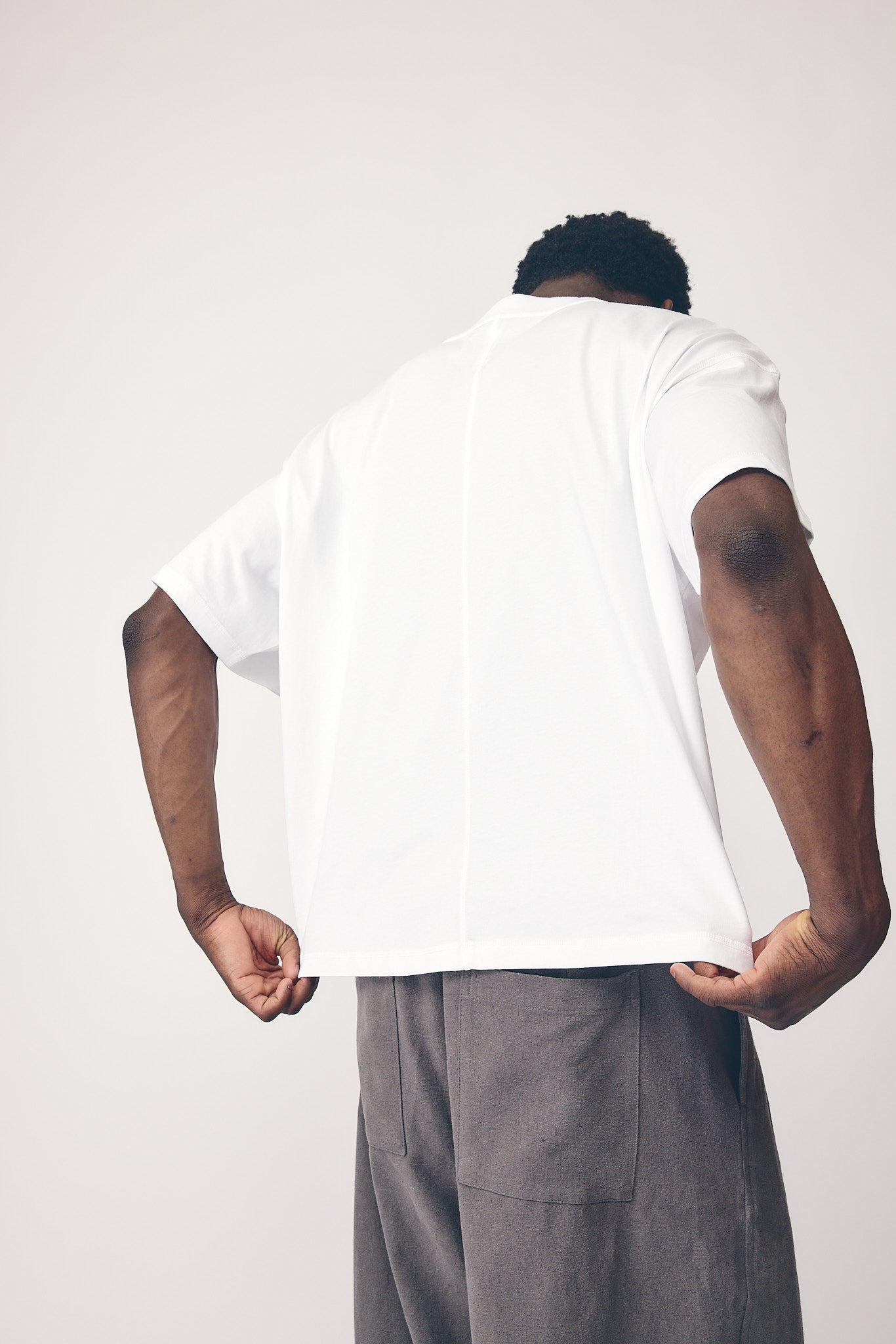 Mens Oversized Cropped Tee, White