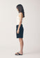Womens Linen Pleat Short, Black