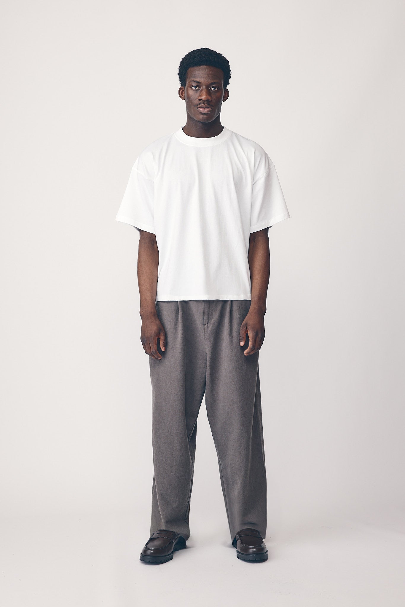 Mens Oversized Cropped Tee, White