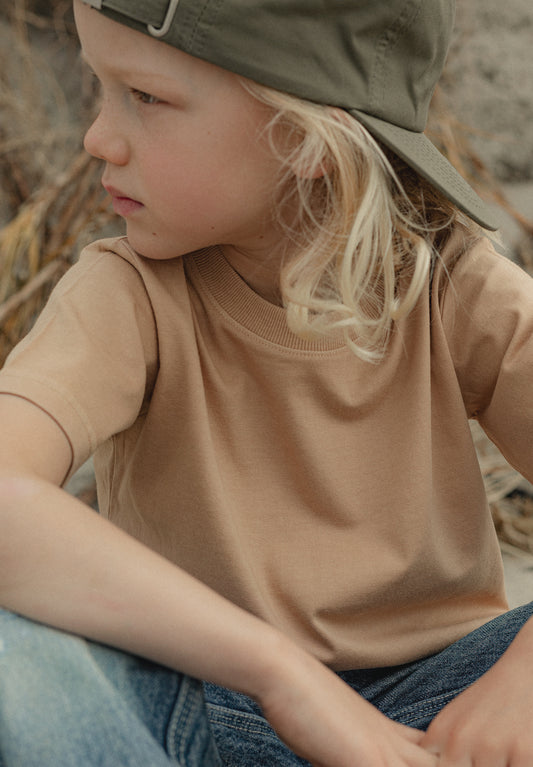 MINI RELAXED TEE, VINTAGE SAND – SUPPORTING THE STARSHIP FOUNDATION