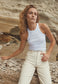 FINE RIB TANK, WHITE